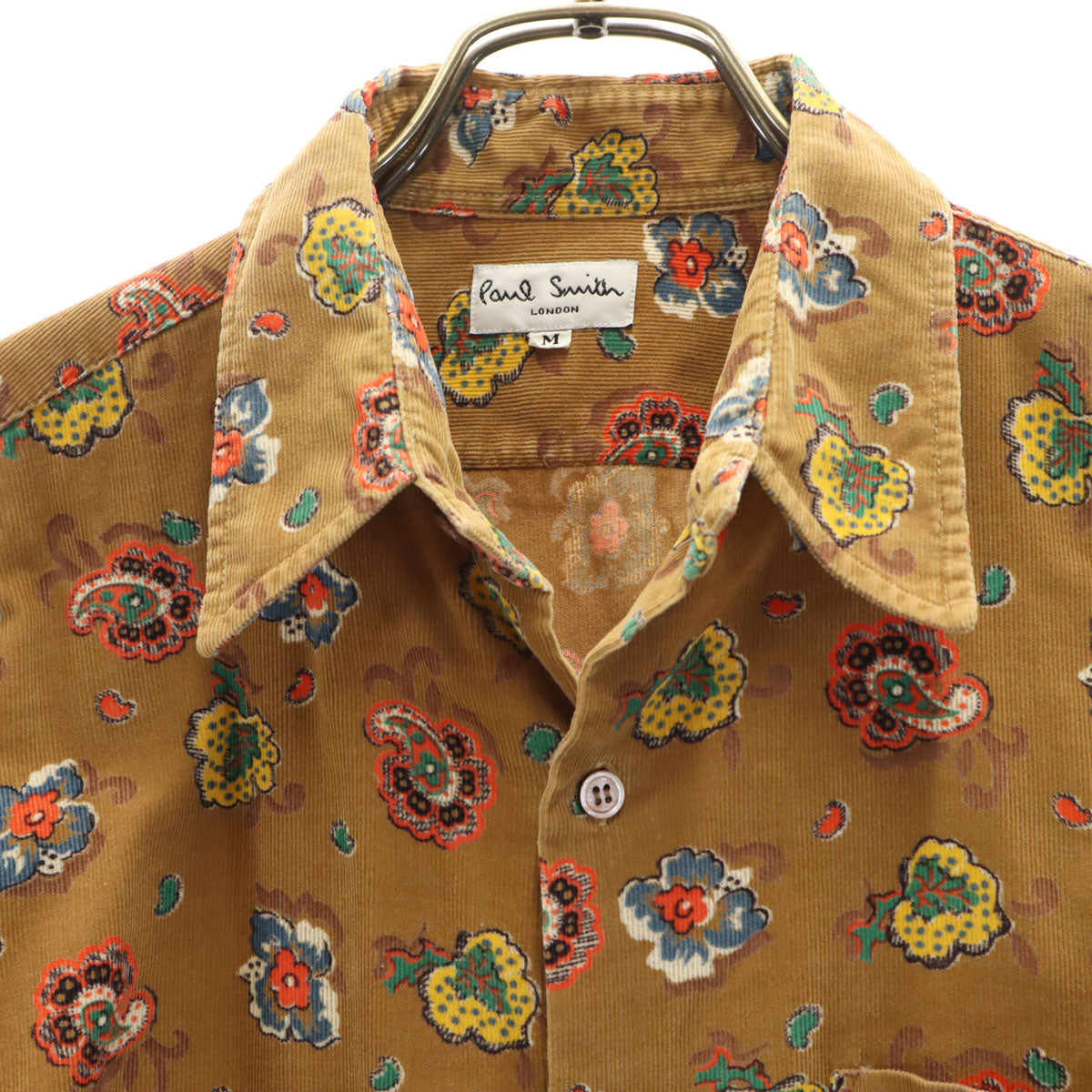 Paul Smith LONDON ポールスミスロンドン 総柄 長袖 コーデュロイシャツ M ブラウン メンズ