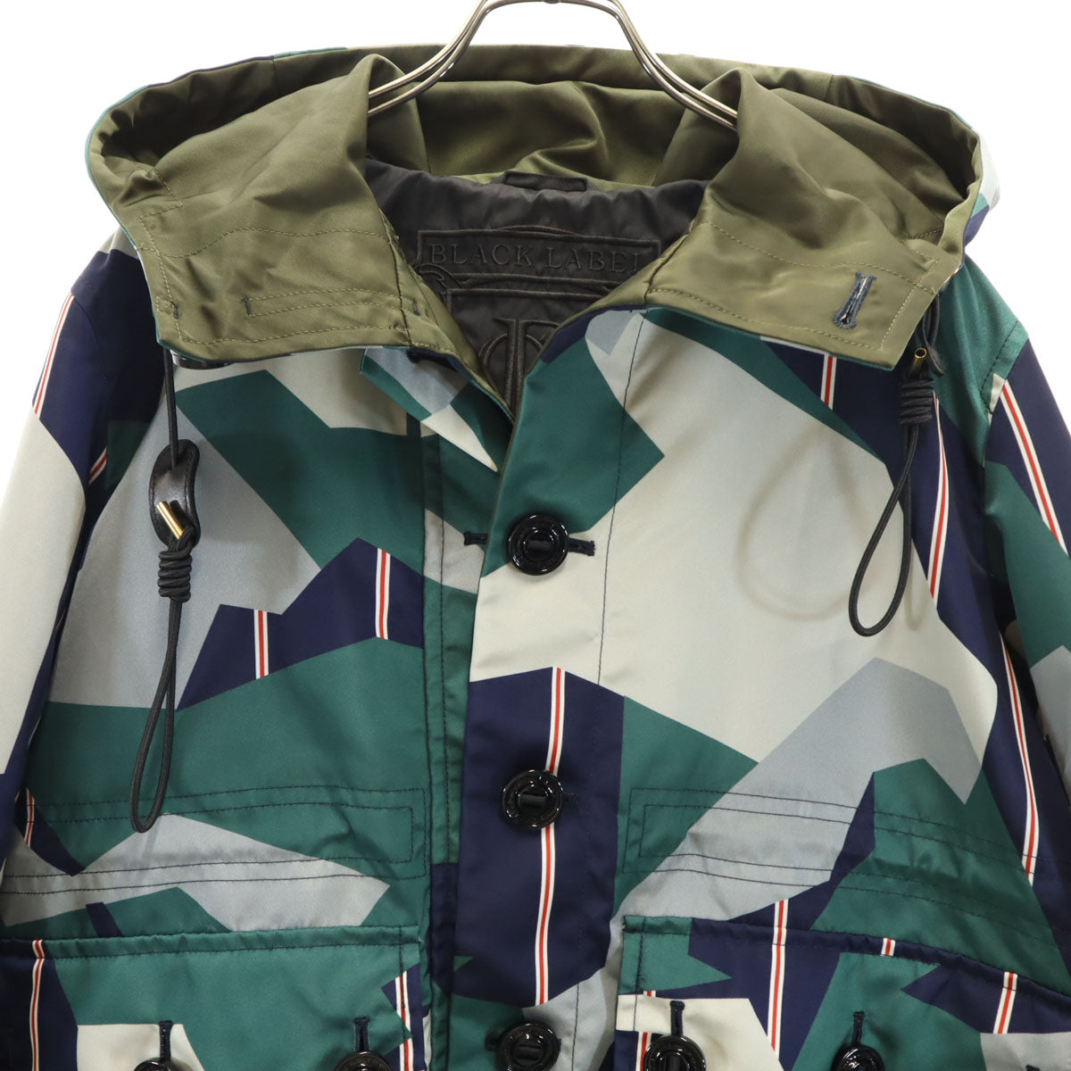 BLACK LABEL CRESTBRIDGE ブラックレーベルクレストブリッジ 幾何学柄 マウンテンパーカー M ネイビー ジャケット メンズ