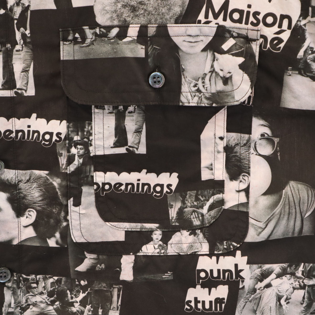 MAISON KITSUNE メゾンキツネ フォトプリント 長袖 コットンシャツ M ブラック系 メンズ