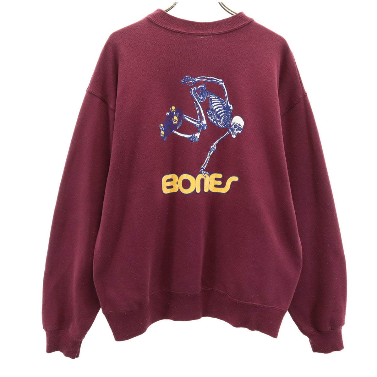 Hanes ヘインズ 90s オールド バックロゴ ボーンズ 長袖 スウェット トレーナー L ボルドー BONES スカル メンズ