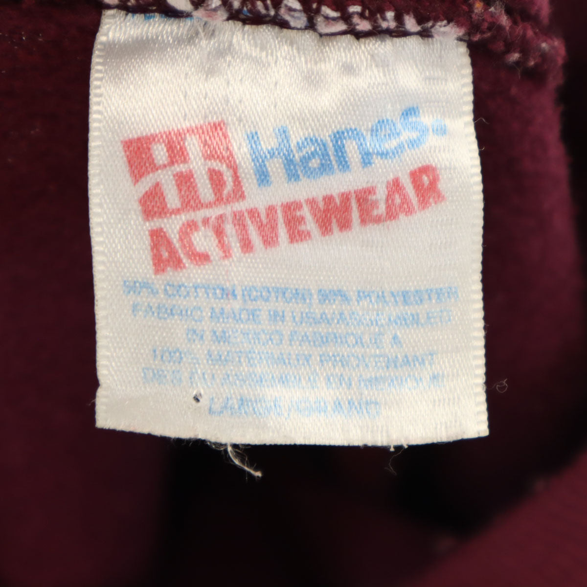 Hanes ヘインズ 90s オールド バックロゴ ボーンズ 長袖 スウェット トレーナー L ボルドー BONES スカル メンズ