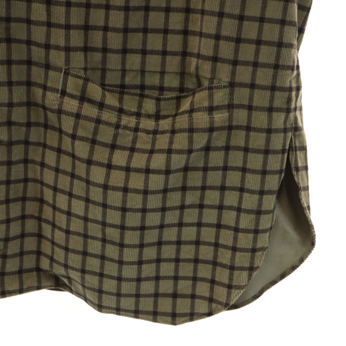 HUGO HUGO BOSS ヒューゴ ヒューゴボス チェック柄 コーデュロイ シャツジャケット M オリーブ系 メンズ