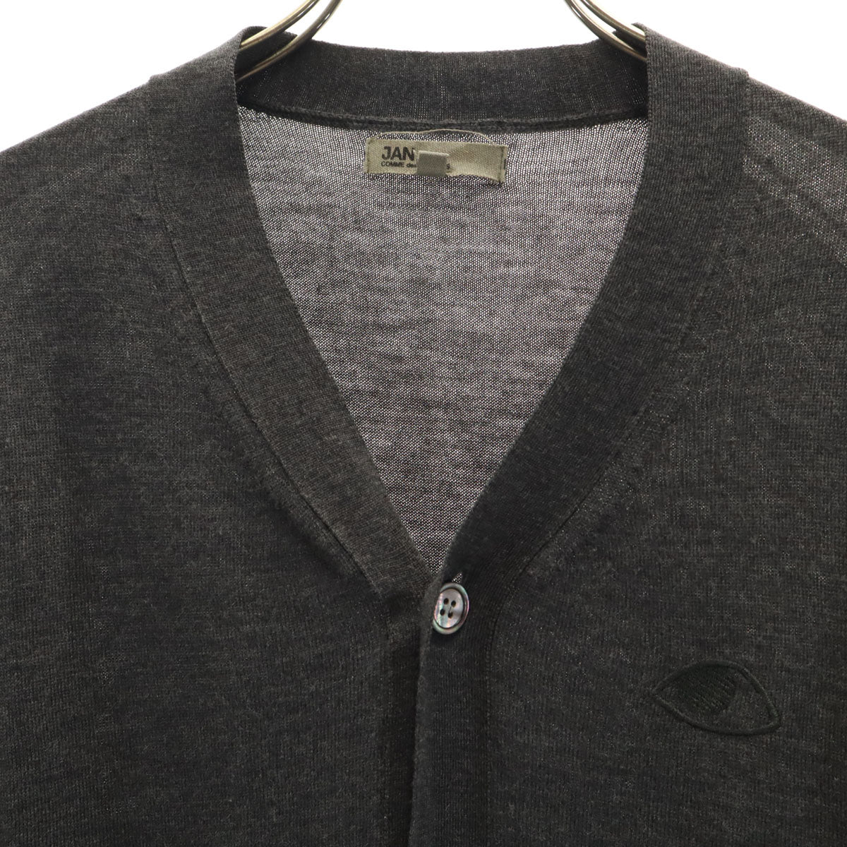 JAN COMME des GARCONS ヤンコムデギャルソン 2005年4月 日本製 長袖 Vネック ニットカーディガン M チャコールグレー メンズ