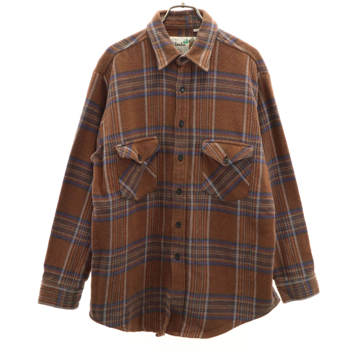 Levi's リーバイス 87年 80s ALASKA アラスカライン ポルトガル製 ヴィンテージ チェック柄 長袖 ネルシャツ M ブラウン メンズ