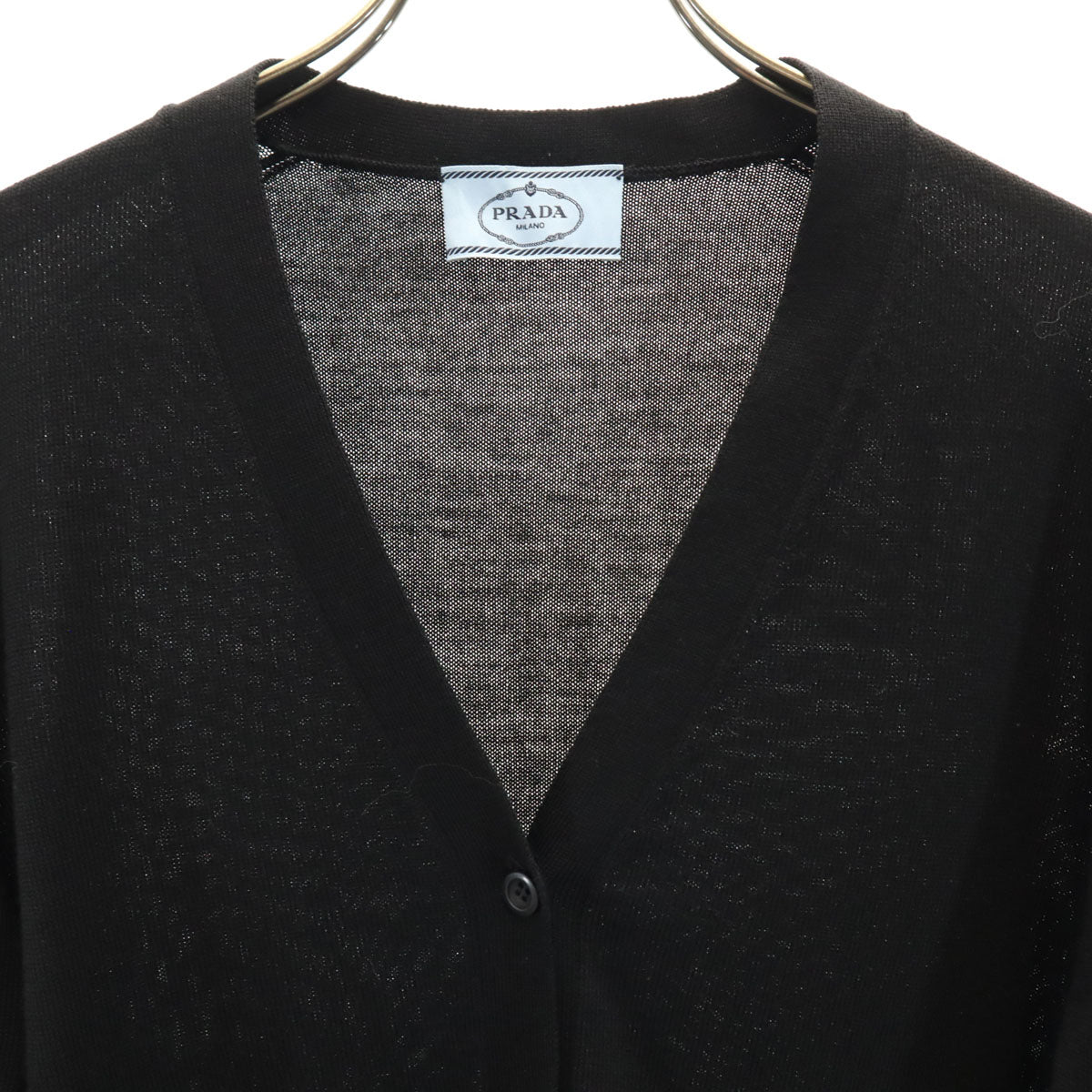PRADA プラダ 長袖 Vネック ニットカーディガン 38 ブラック レディース