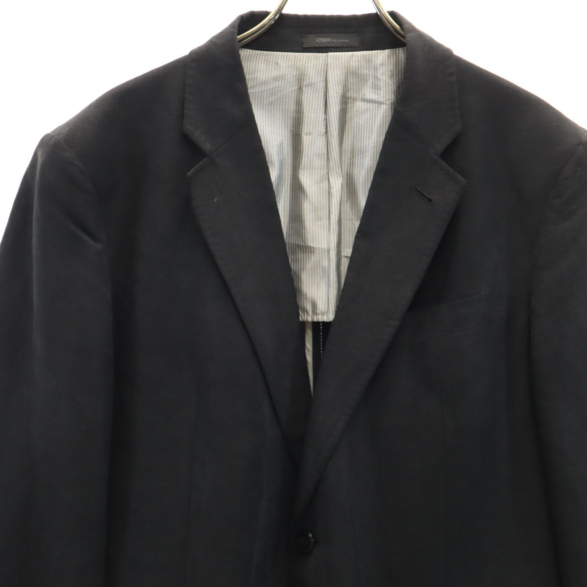 ARMANI COLLEZIONI アルマーニコレッツォーニ リネンブレンド M&M's テーラードジャケット 50 ブラック ブレザー メンズ