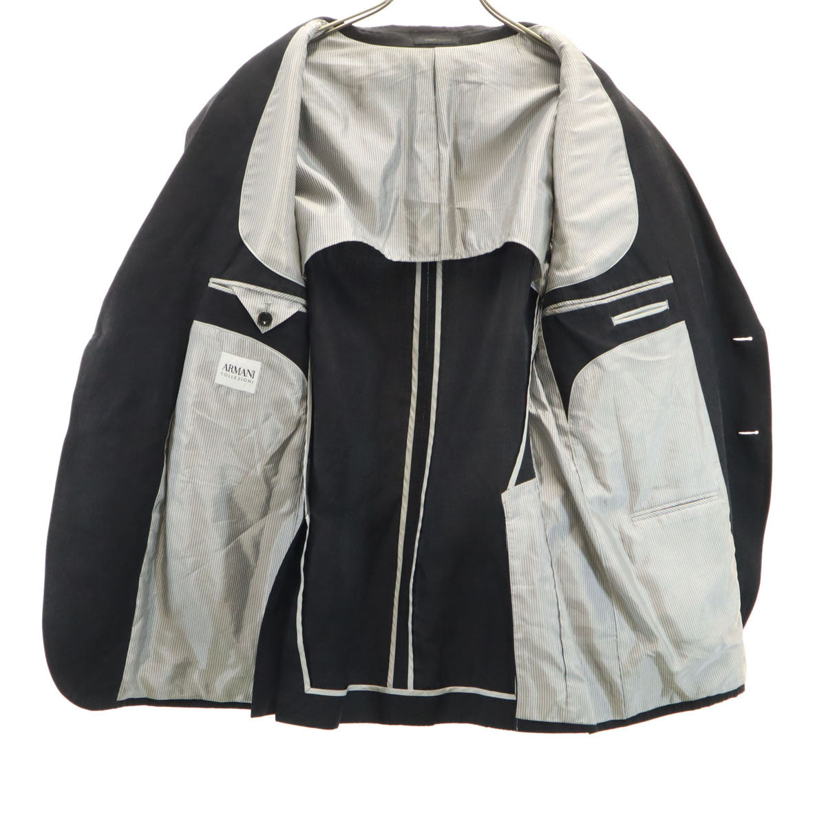 ARMANI COLLEZIONI アルマーニコレッツォーニ リネンブレンド M&M's テーラードジャケット 50 ブラック ブレザー メンズ