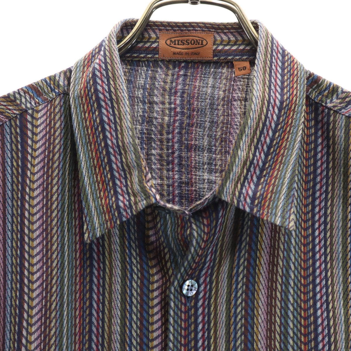 Missoni ミッソーニ イタリア製 リネンブレンド ストライプ柄 長袖 シャツ 50 メンズ