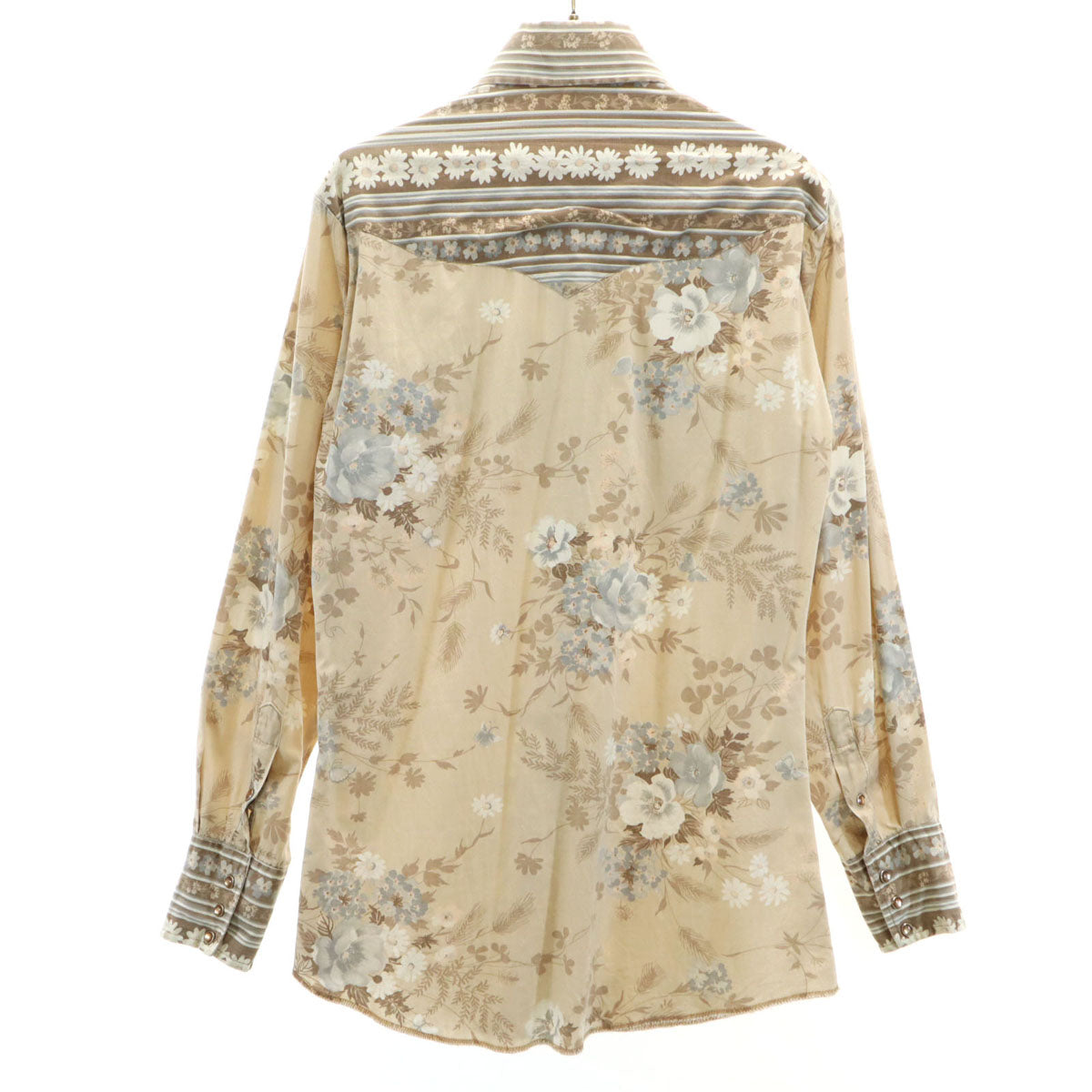 western trends by panhandle slim 70s 80s ヴィンテージ 花柄 長袖 ウエスタンシャツ S ベージュ メンズ