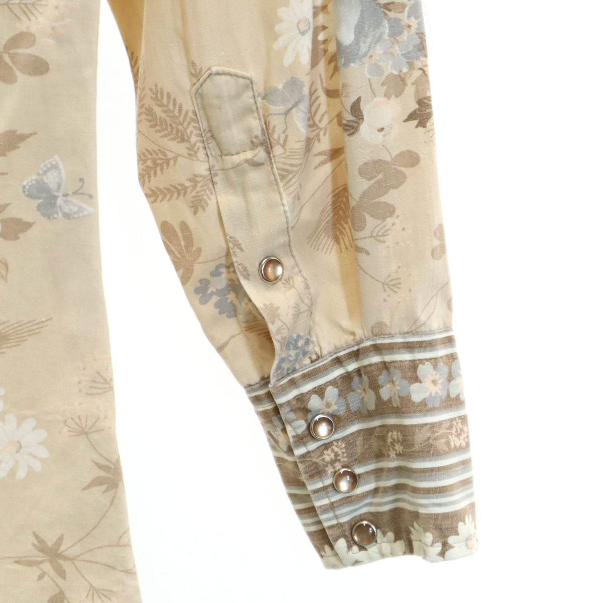 western trends by panhandle slim 70s 80s ヴィンテージ 花柄 長袖 ウエスタンシャツ S ベージュ メンズ