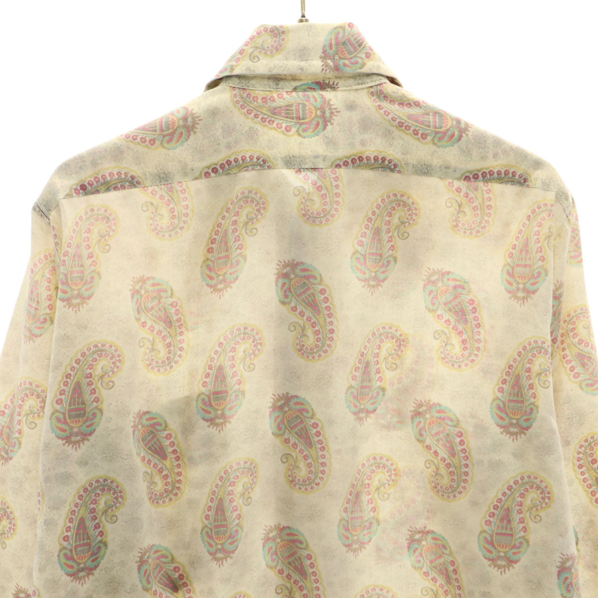 70s ヴィンテージ 総柄 長袖 シャツ S アイボリー系 メンズ