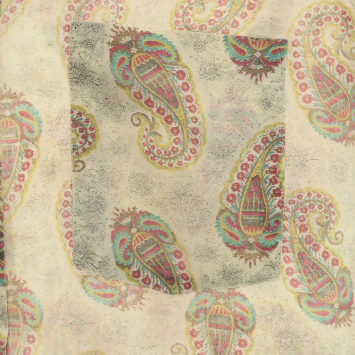 70s ヴィンテージ 総柄 長袖 シャツ S アイボリー系 メンズ