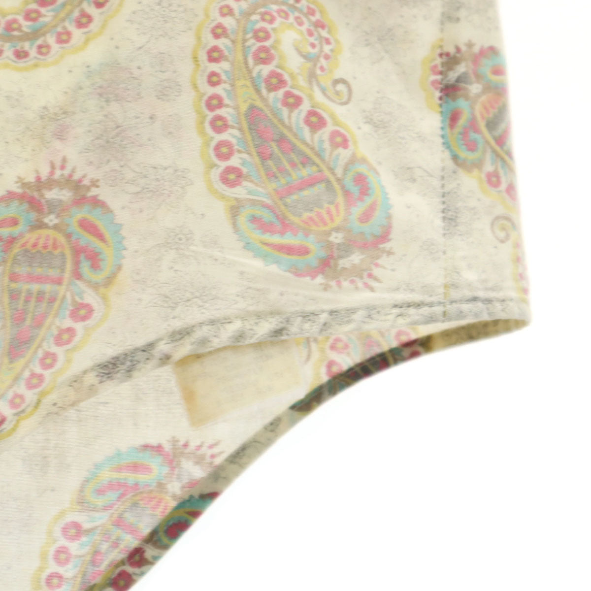 70s ヴィンテージ 総柄 長袖 シャツ S アイボリー系 メンズ