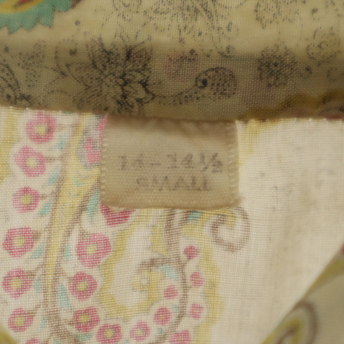 70s ヴィンテージ 総柄 長袖 シャツ S アイボリー系 メンズ