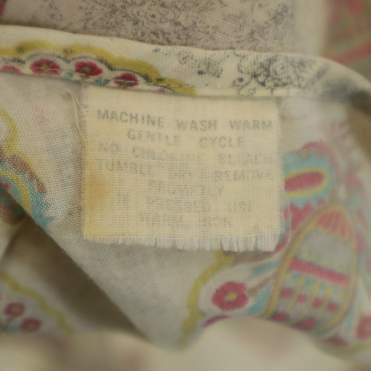 70s ヴィンテージ 総柄 長袖 シャツ S アイボリー系 メンズ