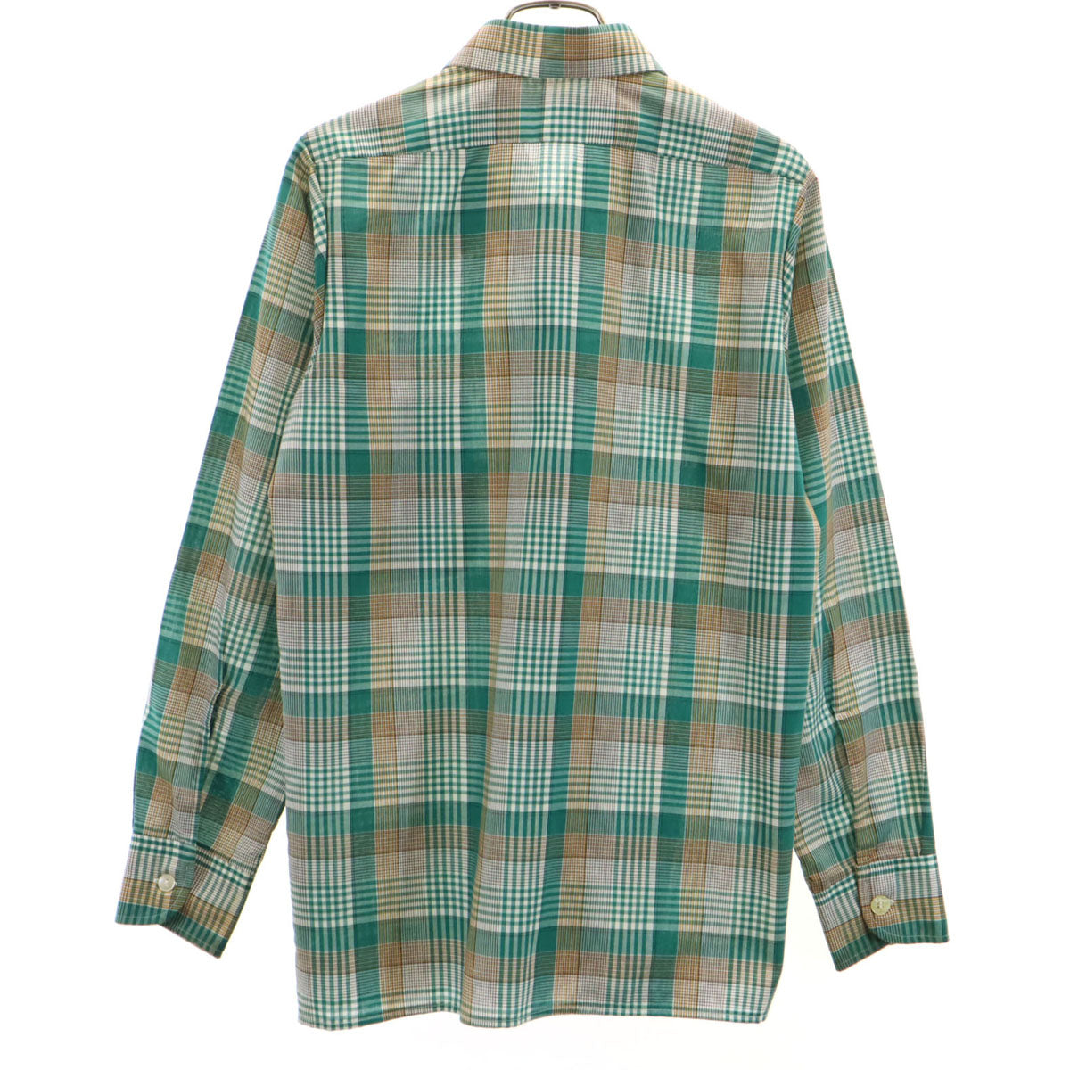 Gillent 70s 80s ヴィンテージ チェック柄 長袖 シャツ グリーン メンズ