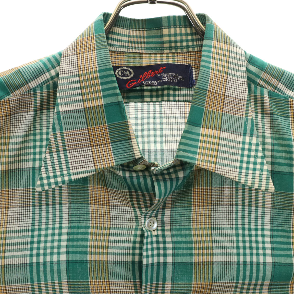 Gillent 70s 80s ヴィンテージ チェック柄 長袖 シャツ グリーン メンズ