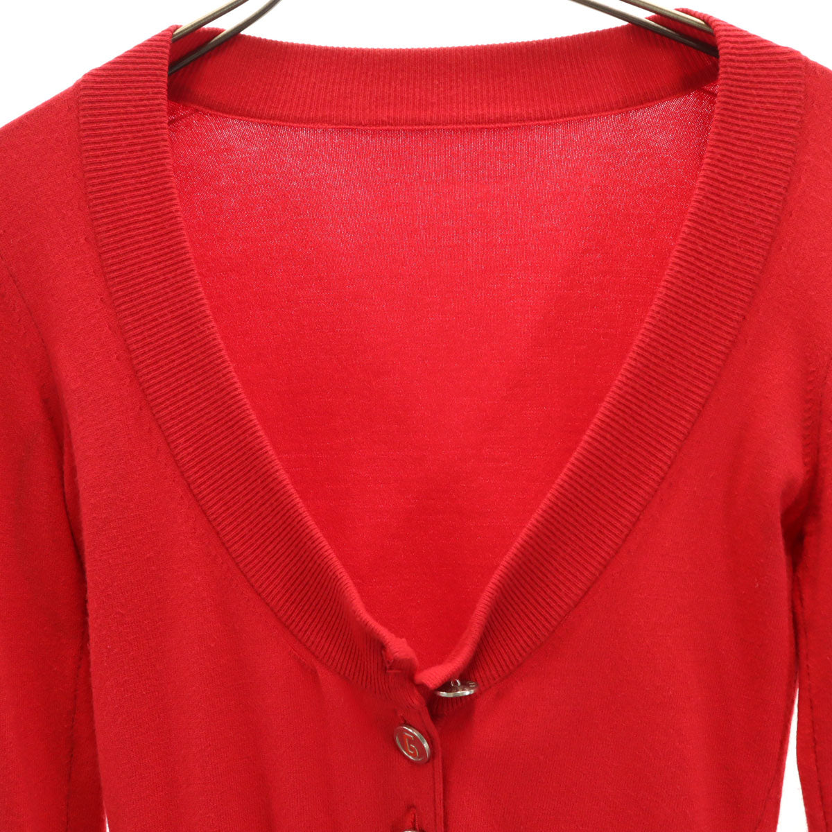 DOLCE&GABBANA ドルチェアンドガッバーナ イタリア製 長袖 Vネック ニットカーディガン 38 レッド レディース