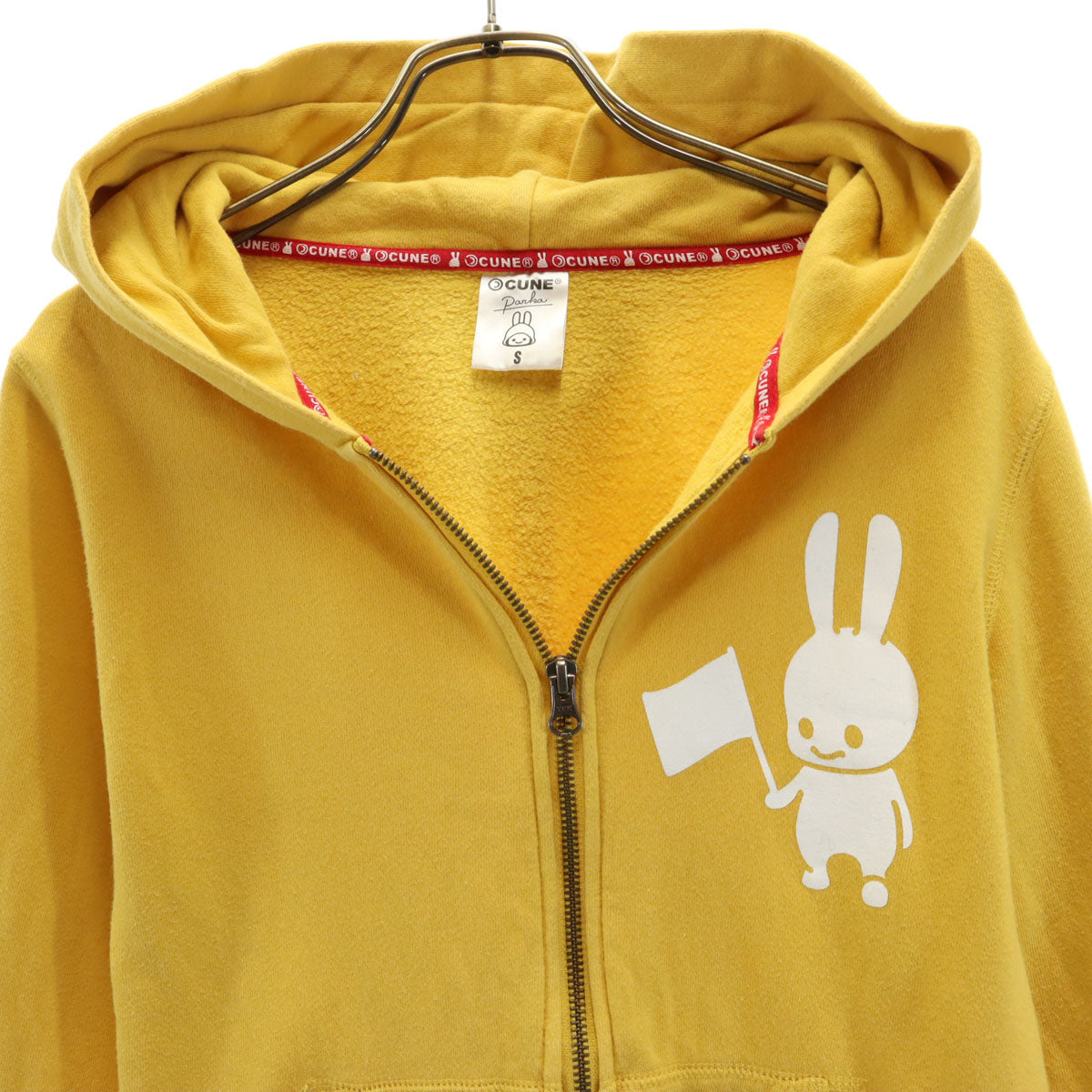 CUNE キューン 長袖 スウェット ジップパーカー S イエロー レディース