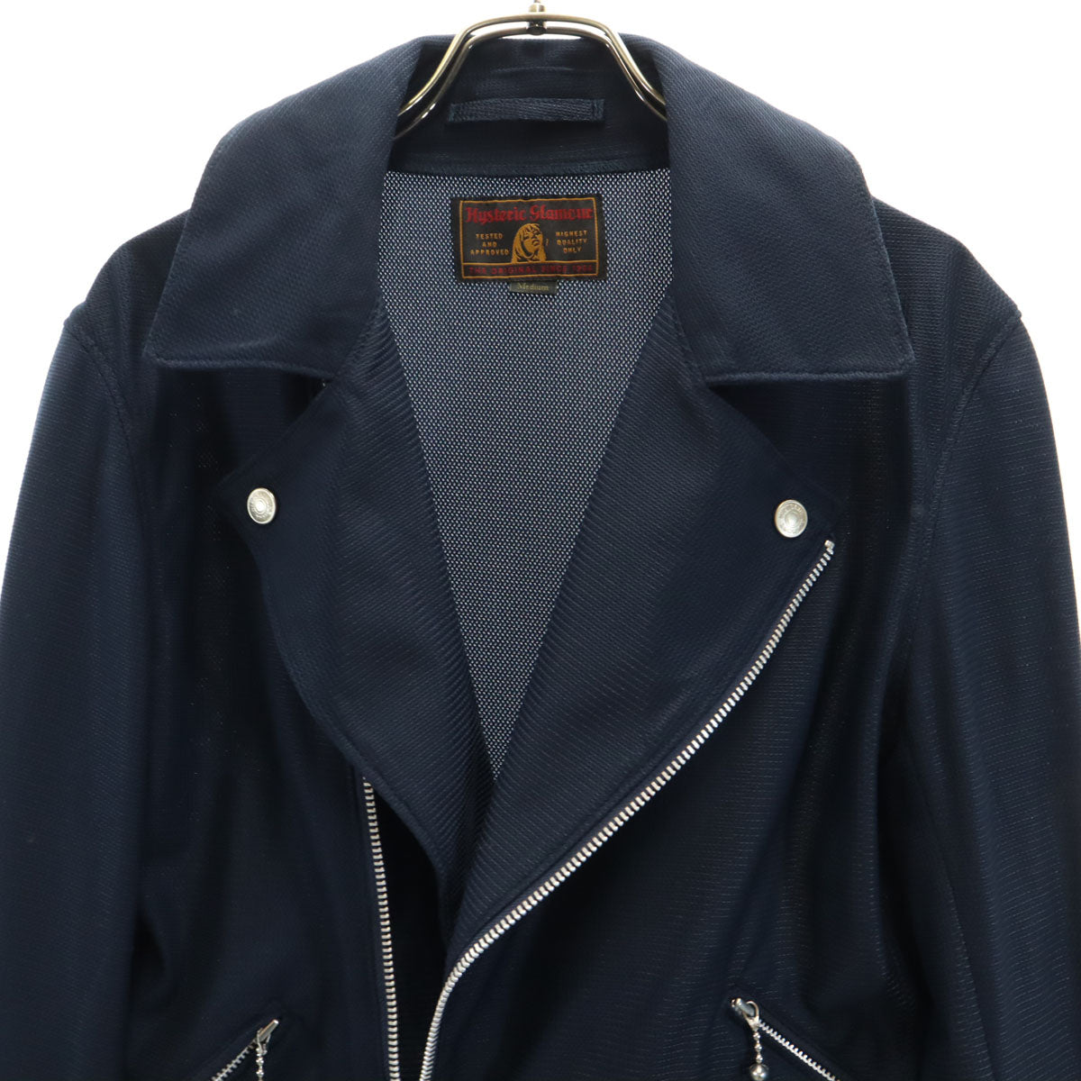 HYSTERIC GLAMOUR ヒステリックグラマー ダブルライダースジャケット M ネイビー レディース