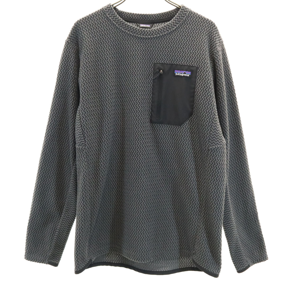 patagonia パタゴニア シェブロン柄 長袖 R1エアクルー ウェア M チャコールグレー フリース メンズ