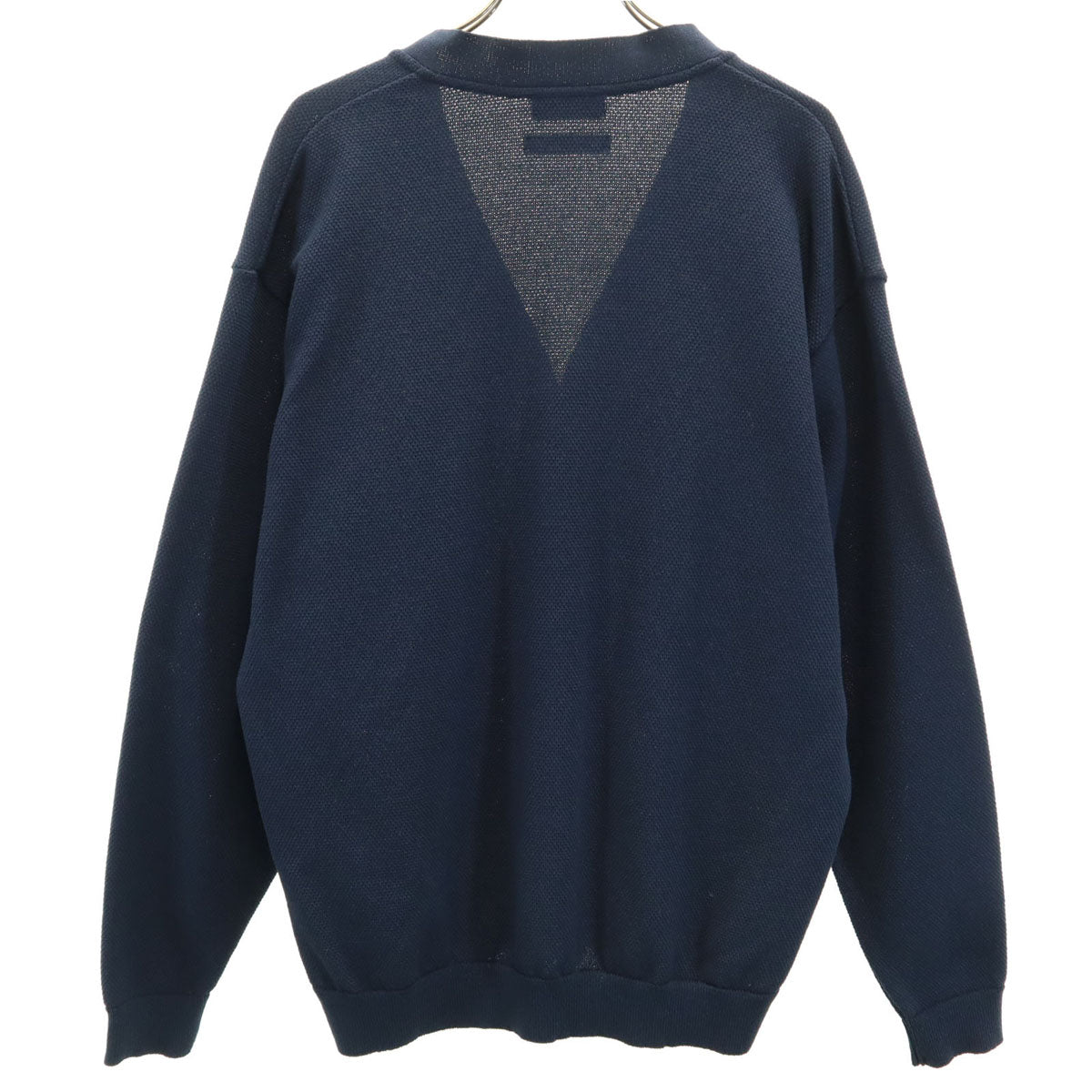 GOOVI グービ 日本製 和紙ブレンド 長袖 Vネック ハニカム ニットカーディガン 2 ネイビー メンズ