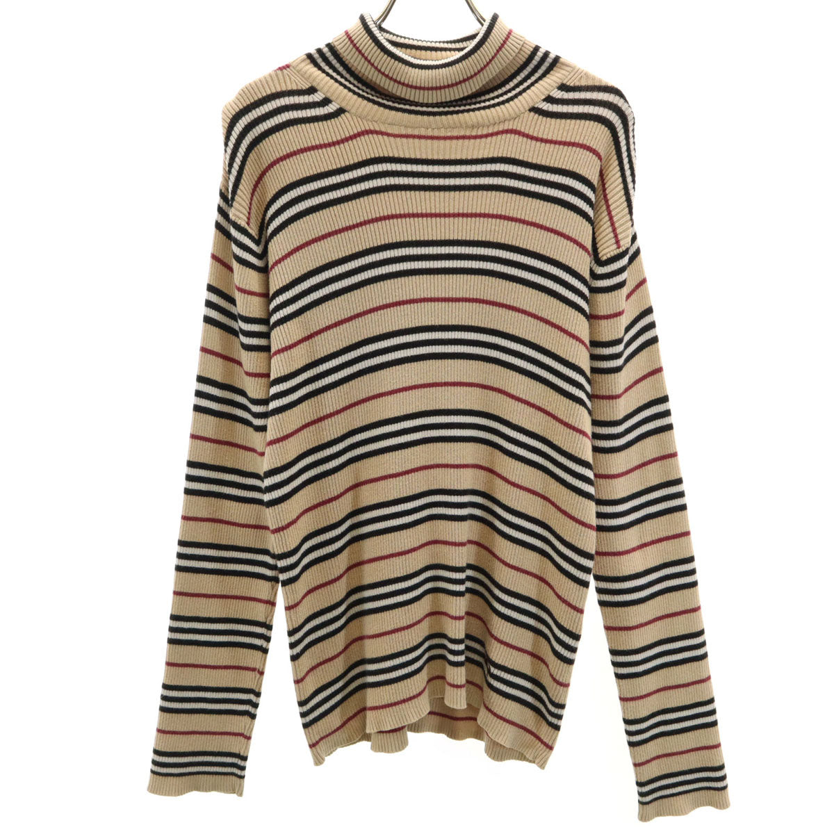 BURBERRY BLACK LABEL バーバリーブラックレーベル ノバチェック 長袖 タートルネック リブ ニット 2 ベージュ 三陽商会 レディース
