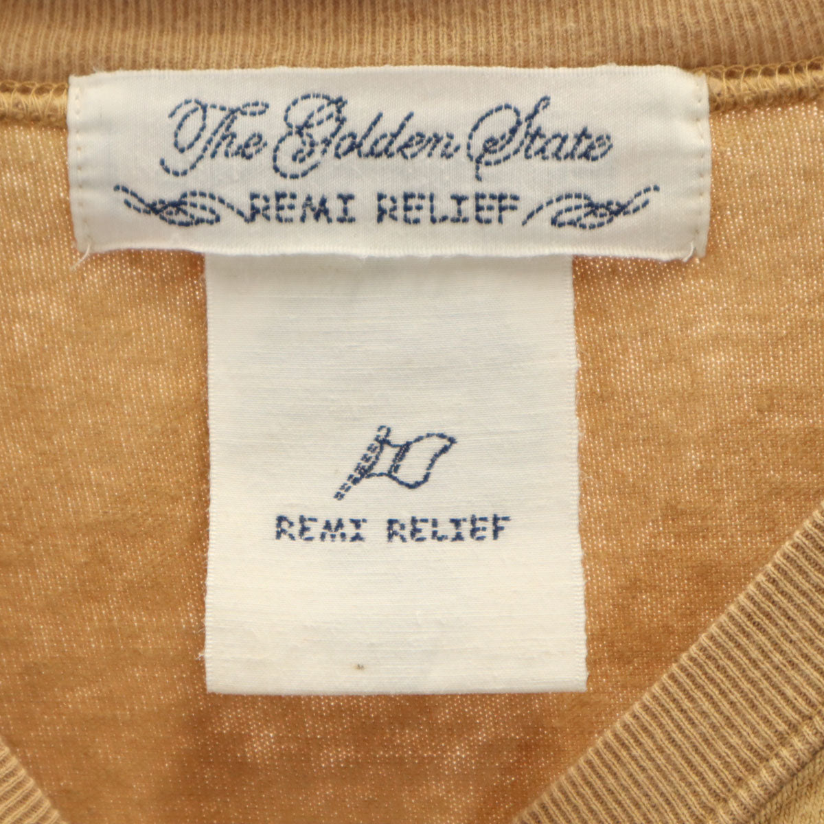 REMI RELIEF レミレリーフ 日本製 ボーダー柄 長袖 Tシャツ L ベージュ ロンT ポケT メンズ