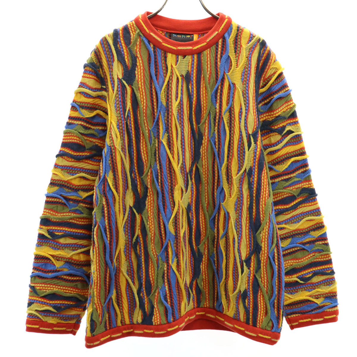 COOGI クージー オーストラリア製 総柄 長袖 3D ニット SS マルチ セーター メンズ