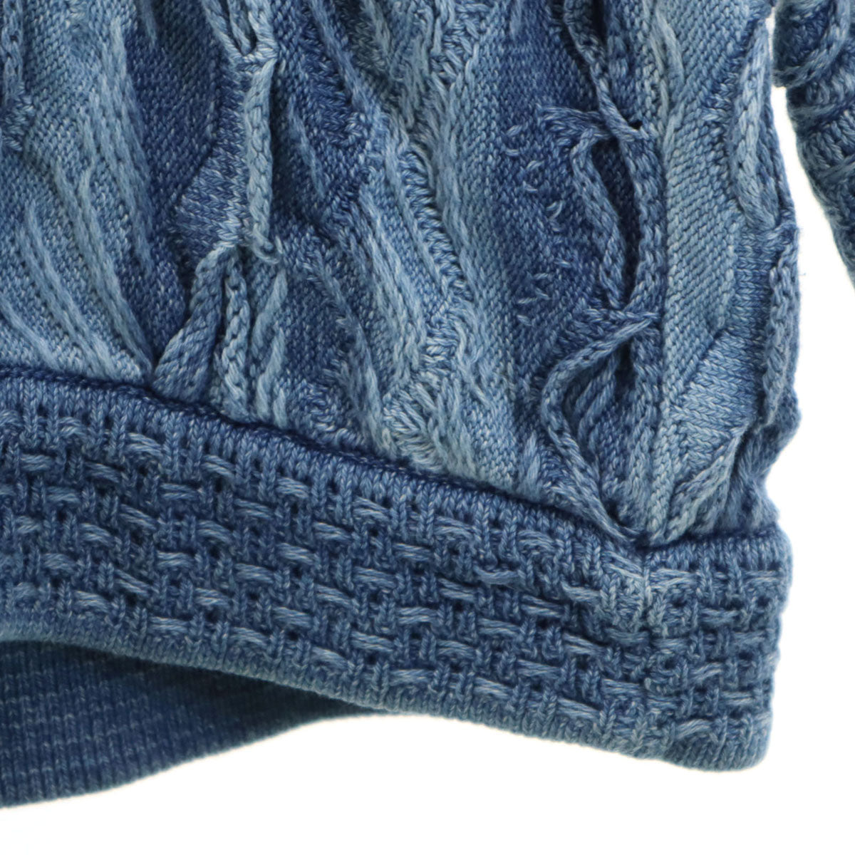 COOGI BLUES クージーブルース オーストラリア製 総柄 長袖 インディゴ染め 3D ニット L ブルー系 セーター メンズ