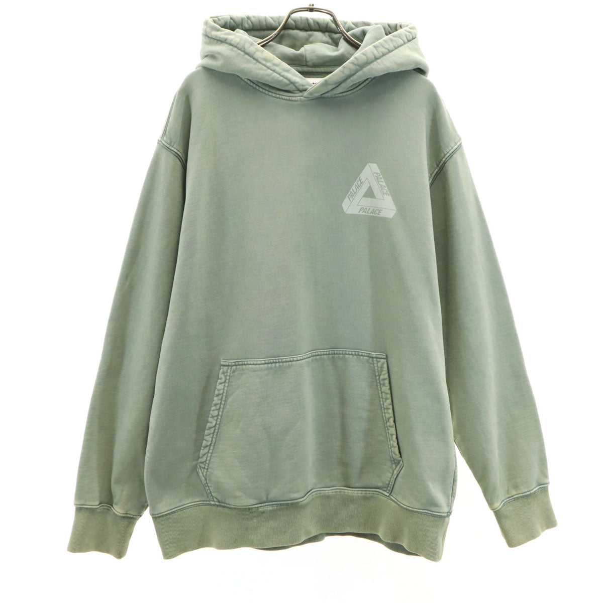 PALACE パレス バックロゴ 長袖 ウォッシュ加工 スウェットパーカー L グリーングレー系 メンズ