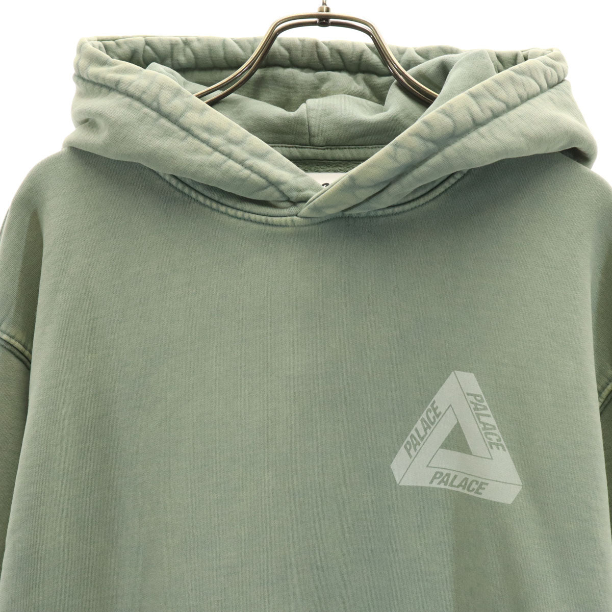 PALACE パレス バックロゴ 長袖 ウォッシュ加工 スウェットパーカー L グリーングレー系 メンズ