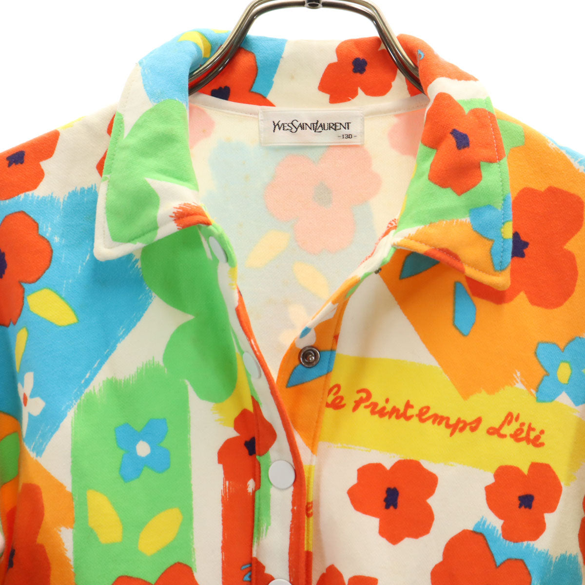 YVES SAINT LAURENT イヴサンローラン 90s 日本製 オールド 花柄 長袖 スウェット ワンピース 130 マルチ キッズ