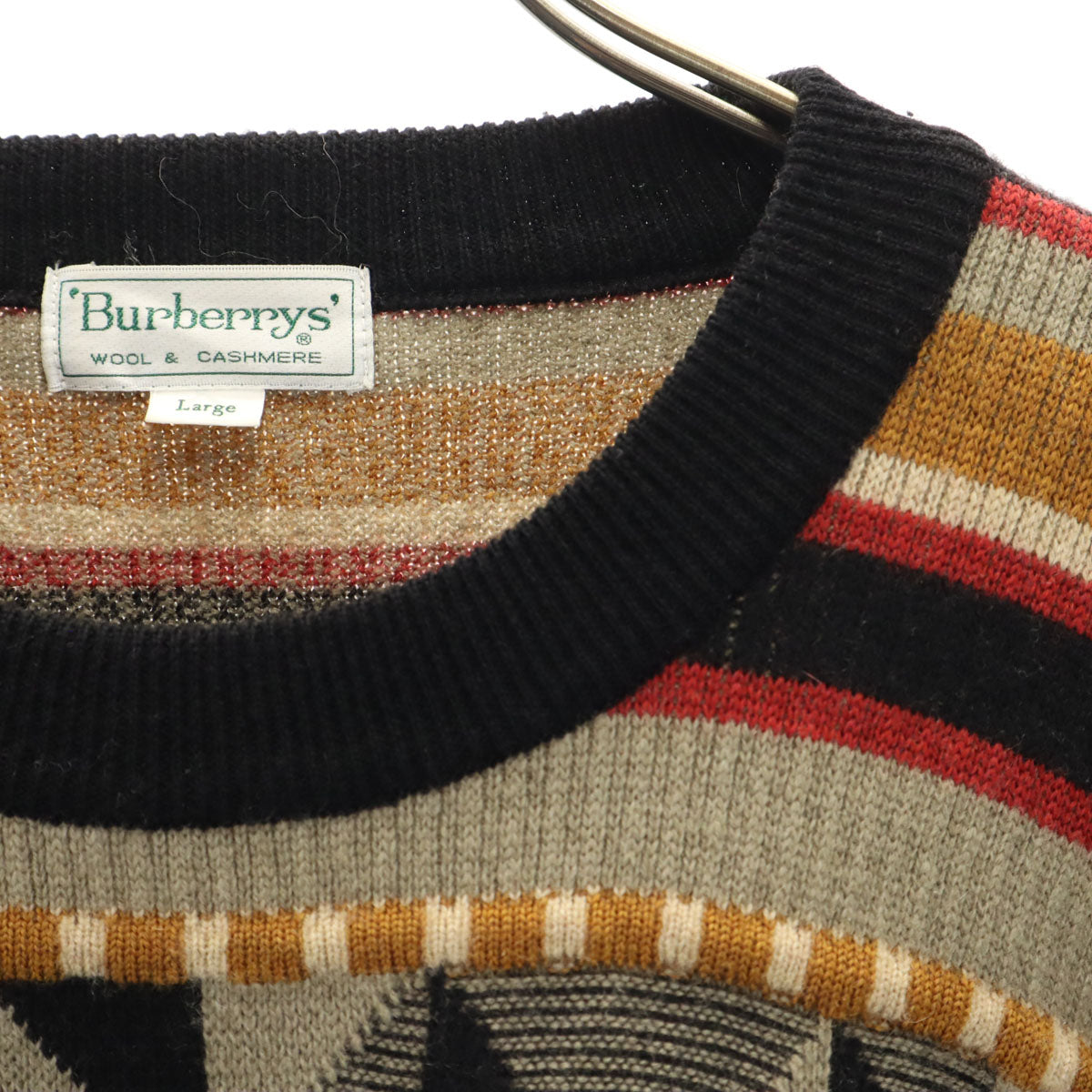 Burberrys バーバリーズ 90s 日本製 カシミヤブレンド オールド 長袖 3D ニット L グレージュ セーター メンズ