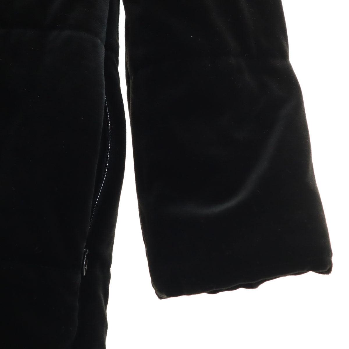 FOXEY NEW YORK フォクシーニューヨーク 日本製 長袖 ベロア ロング ジップパーカー F ブラック 中綿 レディース