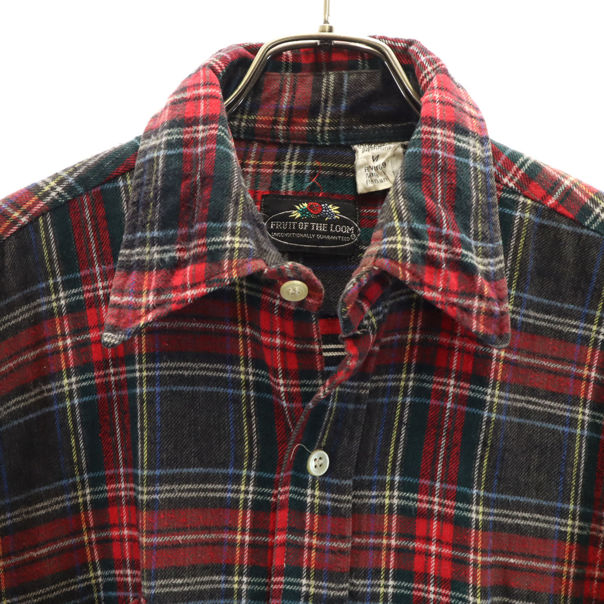 FRUIT OF THE LOOM フルーツオブザルーム 70s ヴィンテージ チェック柄 長袖 ネルシャツ M 赤系 メンズ