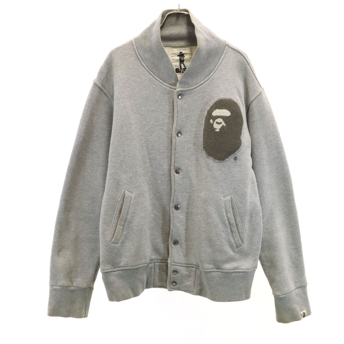 A BATHING APE アベイシングエイプ 日本製 スウェット スタジャン M グレー 裏起毛 メンズ