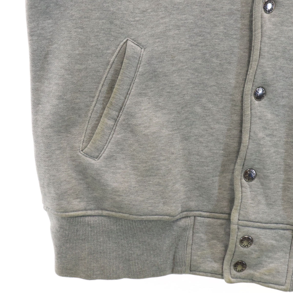 A BATHING APE アベイシングエイプ 日本製 スウェット スタジャン M グレー 裏起毛 メンズ