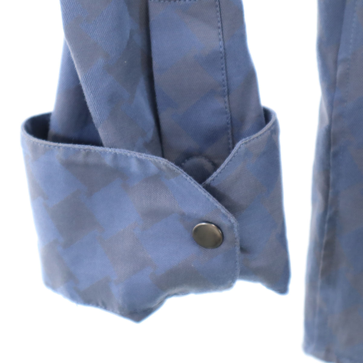 Emporio Armani エンポリオアルマーニ 総柄 長袖 スキッパー シャツ M ネイビー系 メンズ