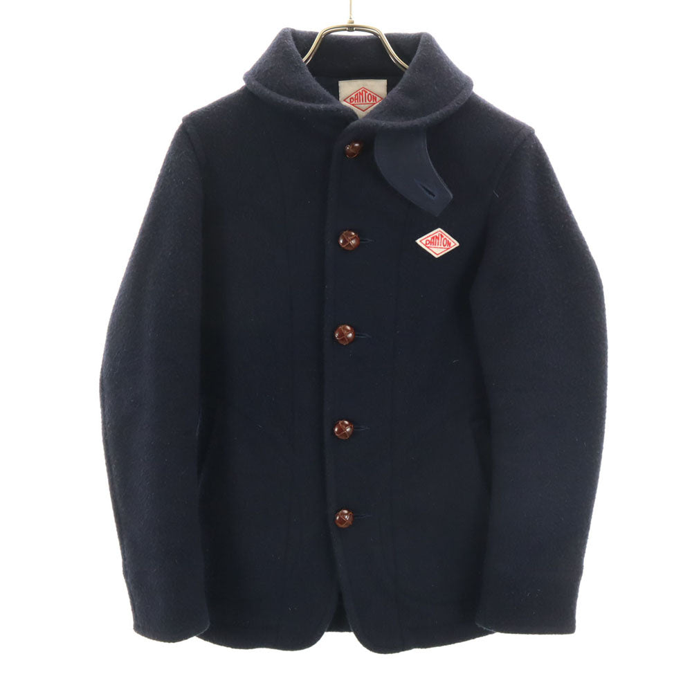 Danton ダントン 日本製 ウールモッサ ショールカラー ジャケット 34 ネイビー レディース