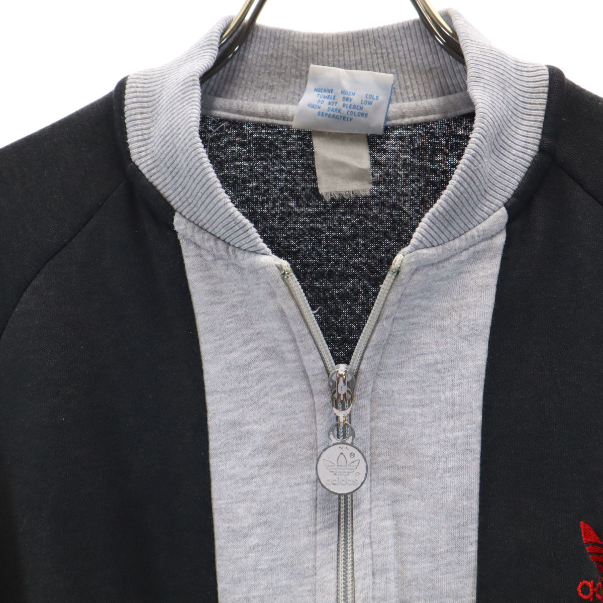 adidas アディダス 80s ヴィンテージ 台湾製 トレフォイルロゴ スウェット ジップジャケット M グレー メンズ
