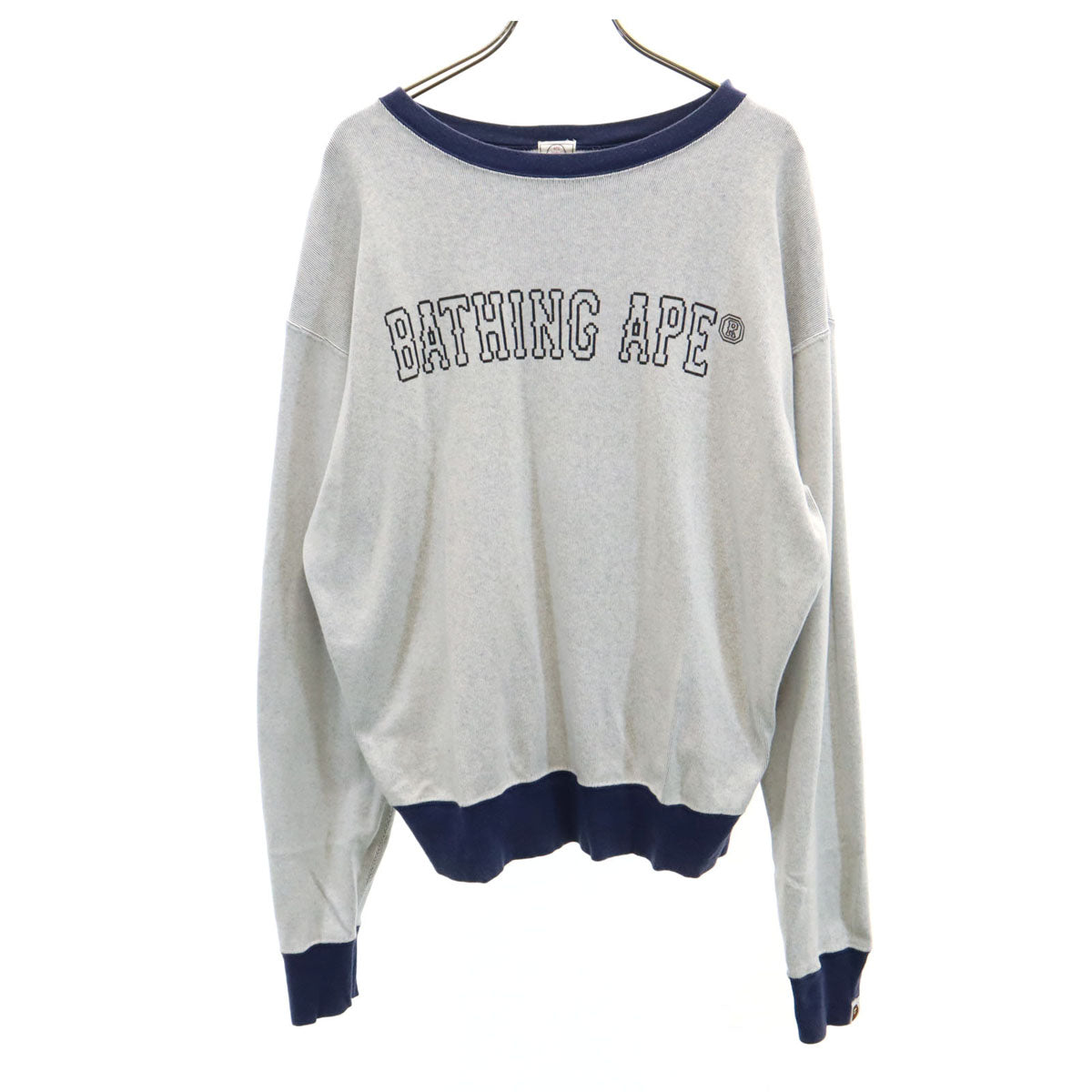 A BATHING APE アベイシングエイプ 日本製 長袖 Tシャツ M グレー ロンT メンズ