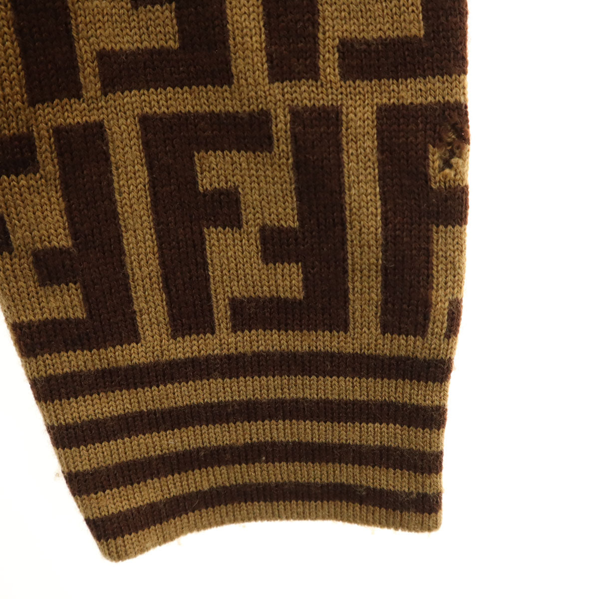 FENDI フェンディ 90s イタリア製 ウール オールド 総柄 長袖 タートルネック セーター 40 ブラウン系 ニット レディース