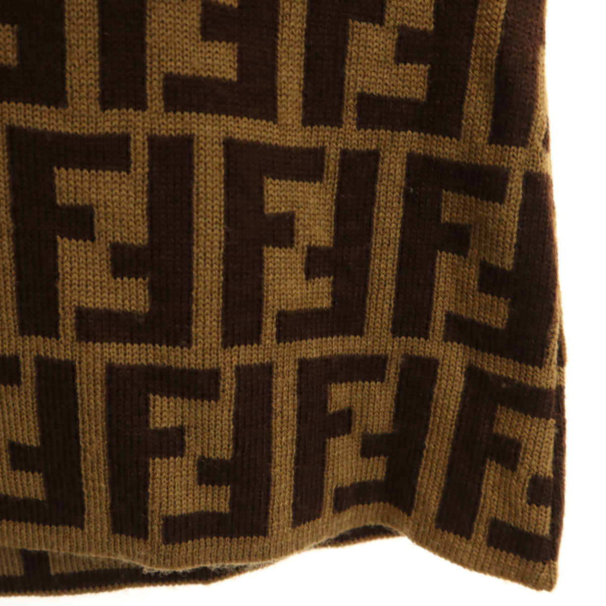 FENDI フェンディ 90s イタリア製 ウール オールド 総柄 長袖 タートルネック セーター 40 ブラウン系 ニット レディース