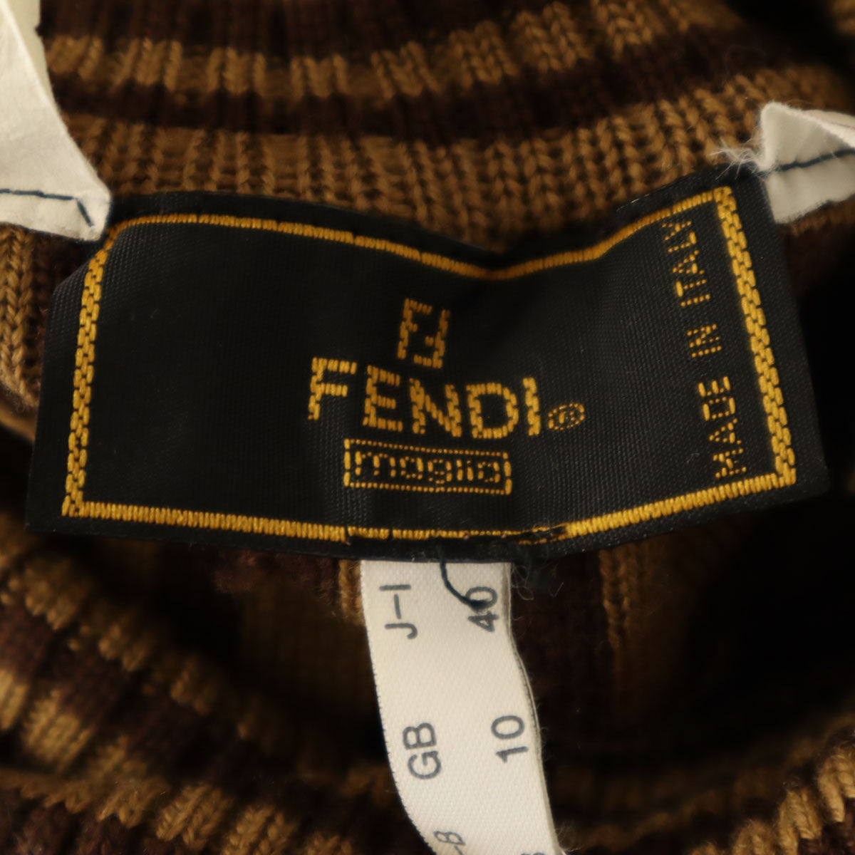 FENDI フェンディ 90s イタリア製 ウール オールド 総柄 長袖 タートルネック セーター 40 ブラウン系 ニット レディース