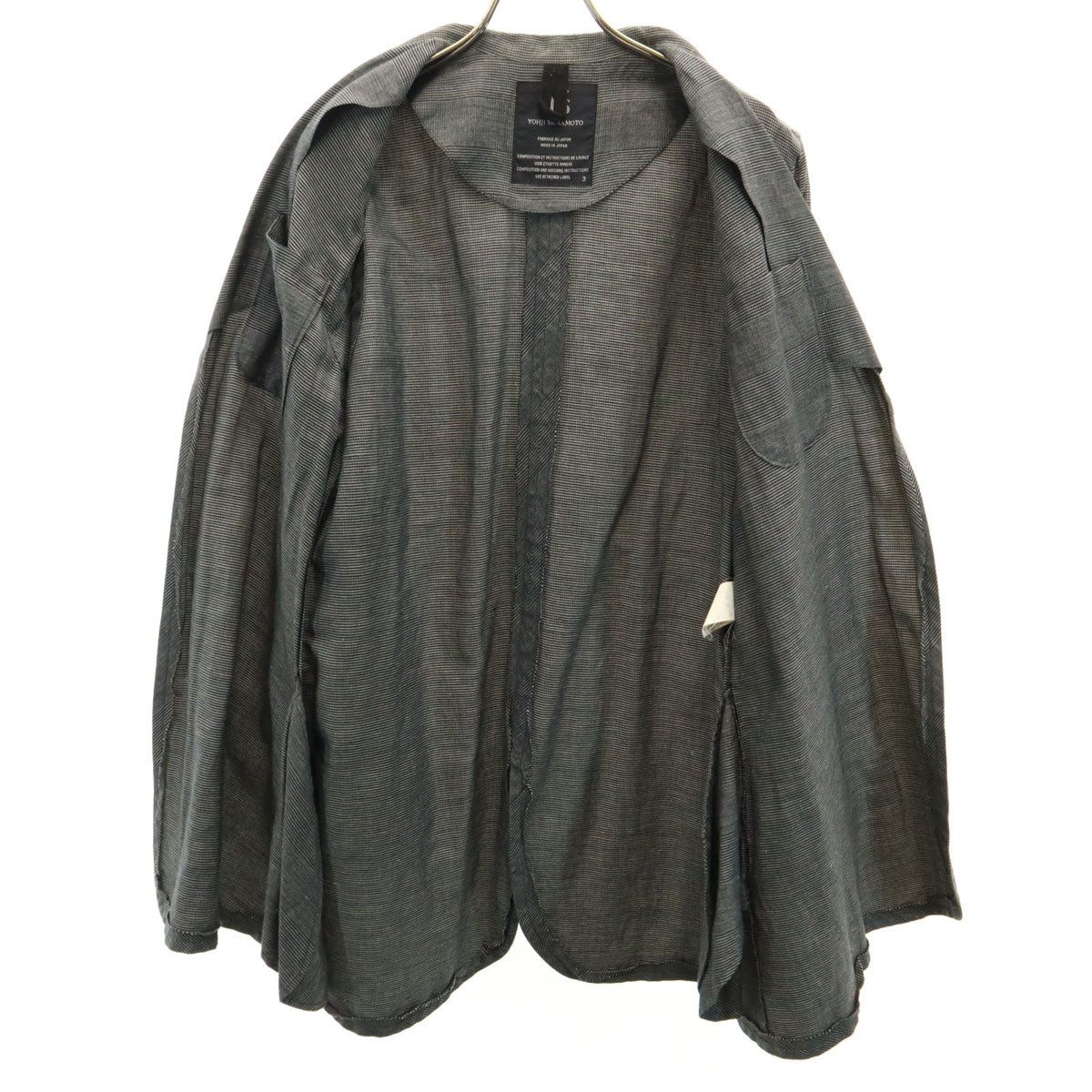 Y's ワイズ 日本製 リネンブレンド 総柄 ジャケット 3 グレー系 ヨウジヤマモト メンズ