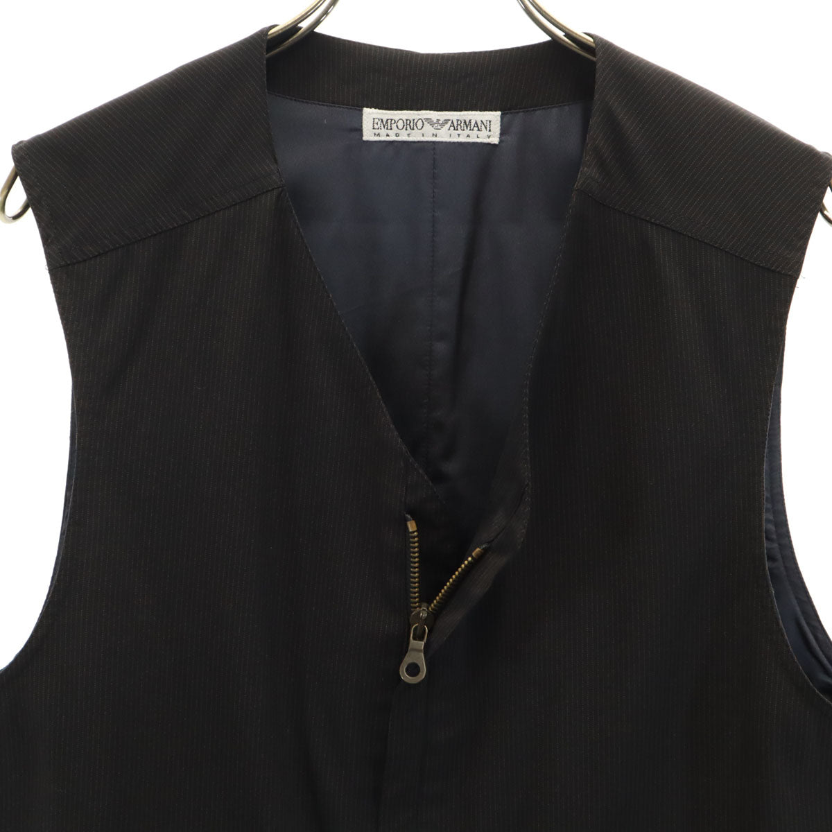 Emporio Armani エンポリオアルマーニ 90s イタリア製 オールド ストライプ柄 ベスト 46 ブラック メンズ
