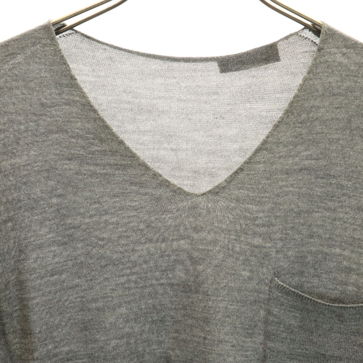 PRADA プラダ シルクブレンド イタリア製 半袖 Vネック ニット 46 グレー メンズ