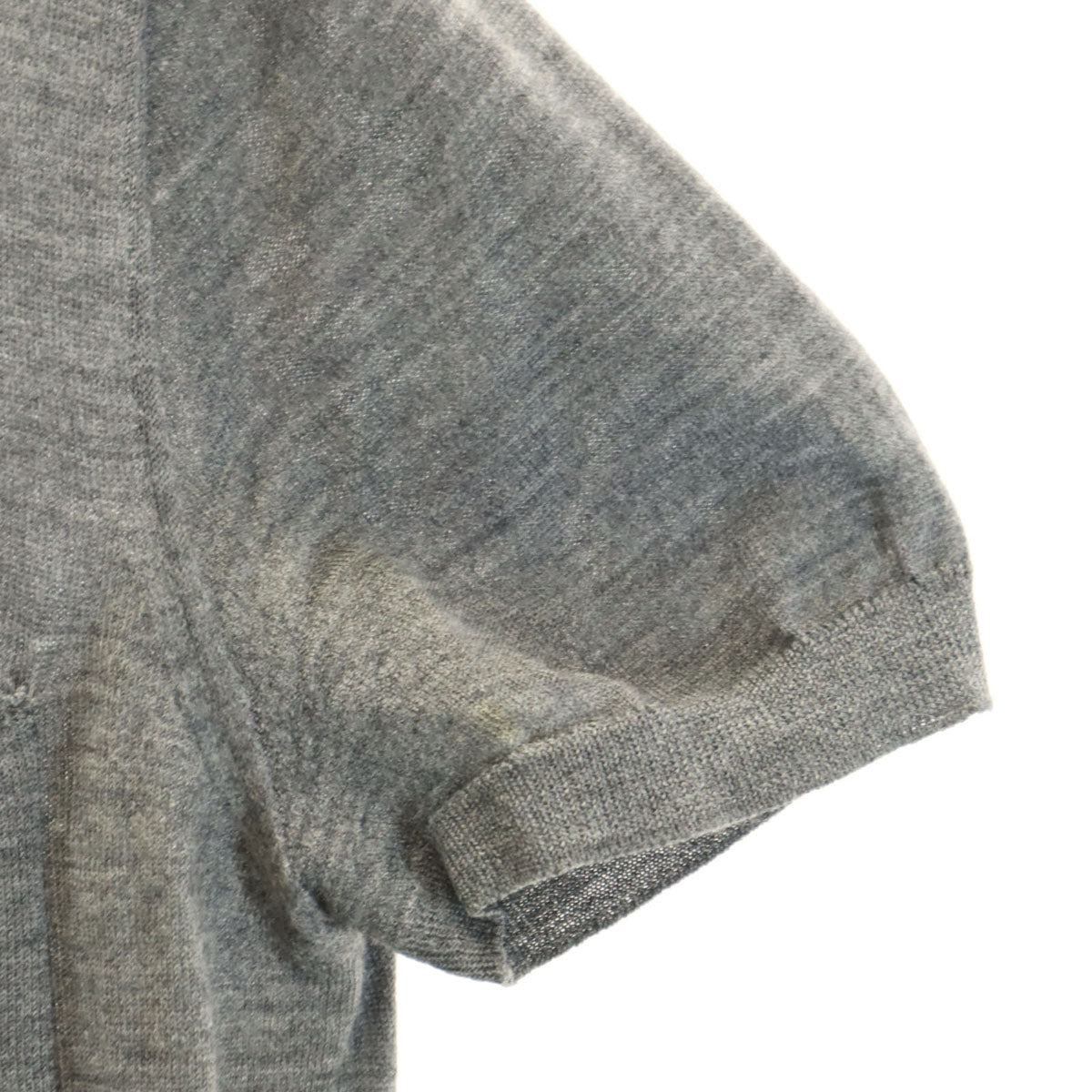 PRADA プラダ シルクブレンド イタリア製 半袖 Vネック ニット 46 グレー メンズ