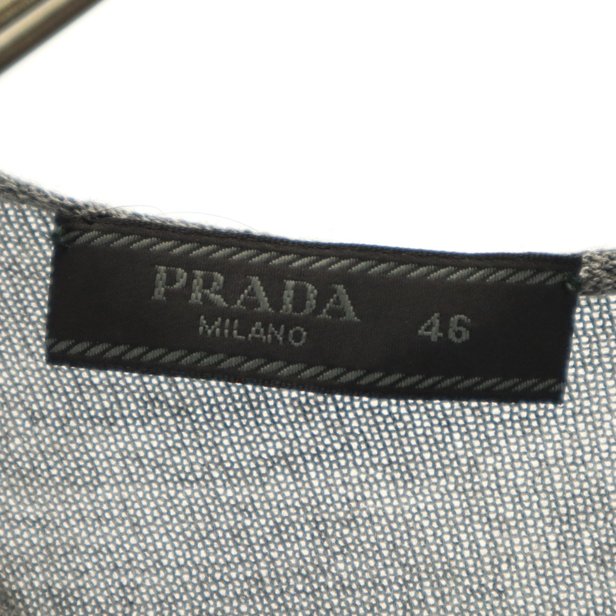 PRADA プラダ シルクブレンド イタリア製 半袖 Vネック ニット 46 グレー メンズ